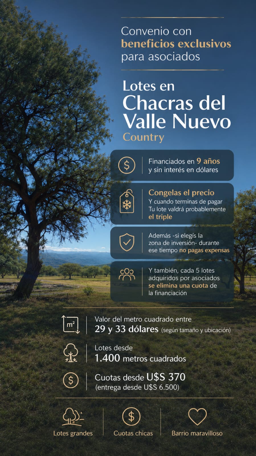Flyer del Convenio Chacras del Valle Nuevo